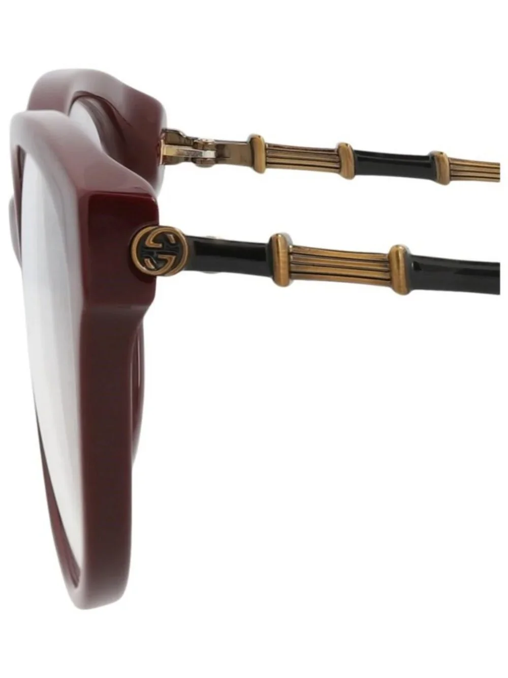New Gucci Womens Cat Eye Burgundy Gold Transparent Fashion Designer Eyeglasses